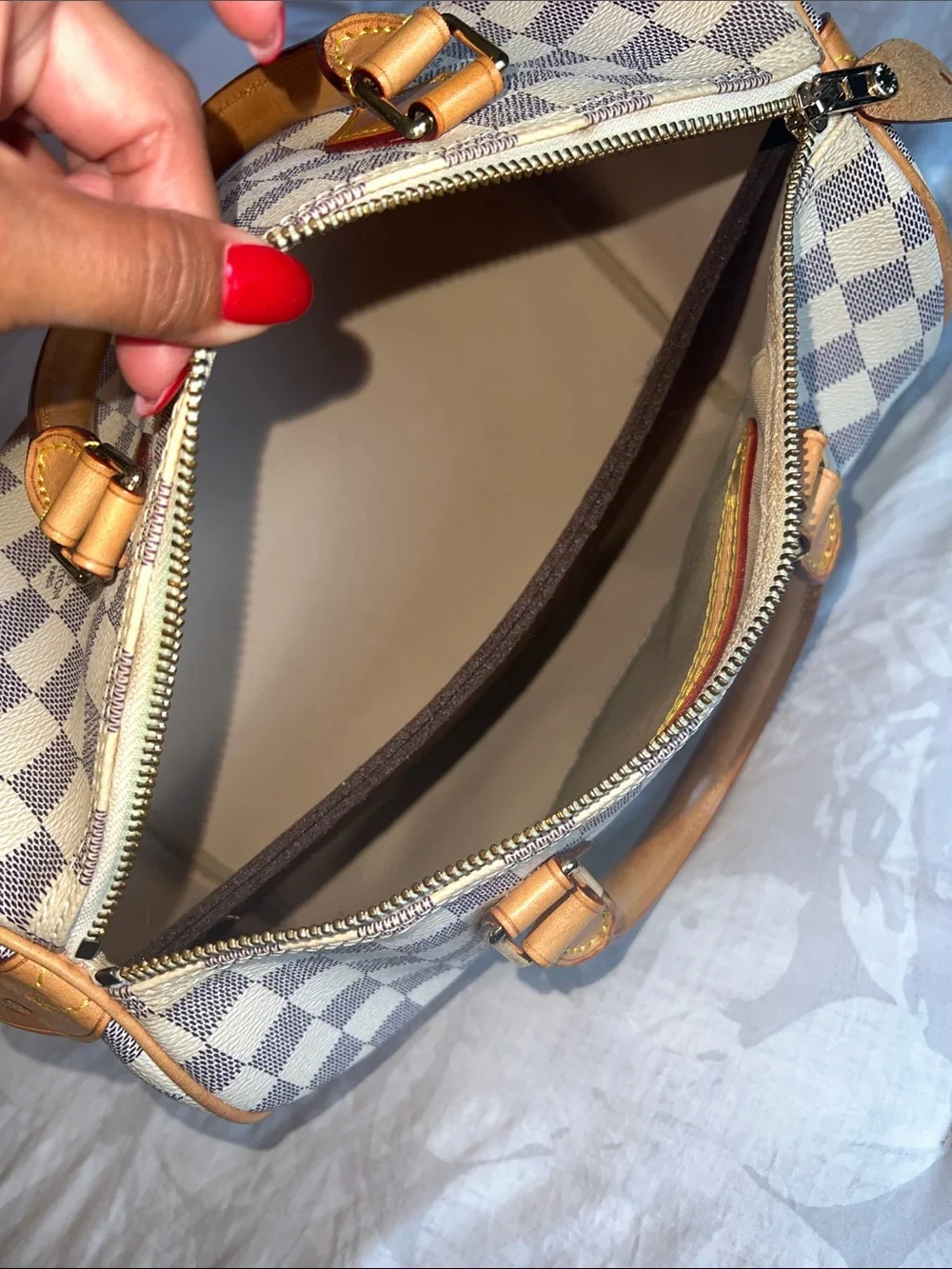 Checkered handbag - White/Blue Check